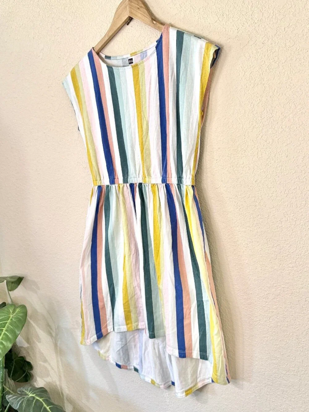 Tea Collection Multicolor Vertical Stripes High-Low Dress Girls Size 14